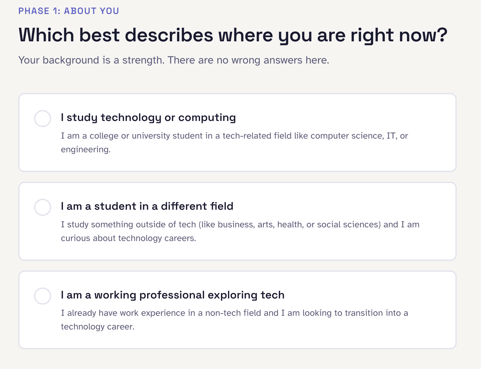 Tech Path Finder — friendly career discovery questionnaire